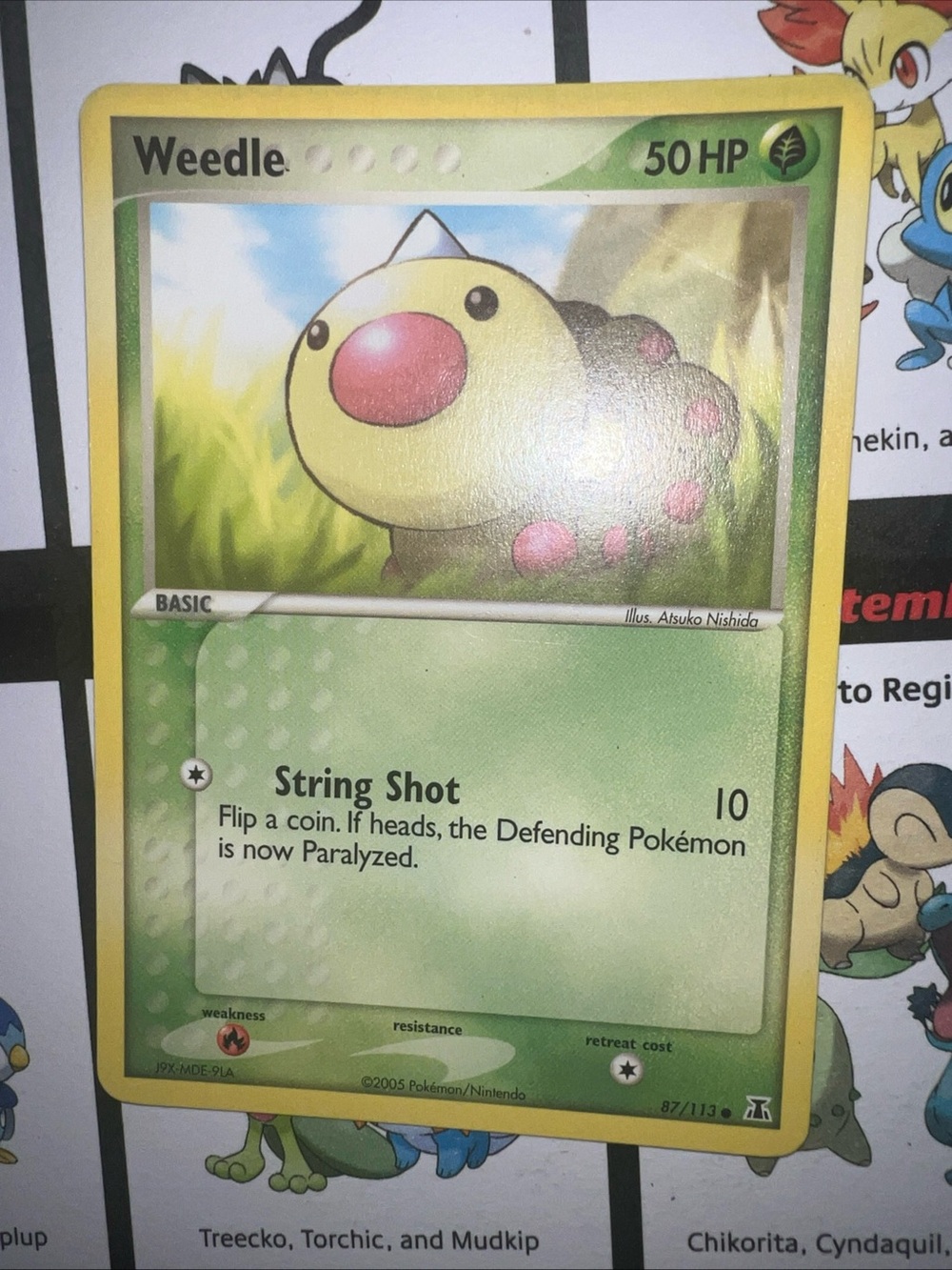 Pokemon Weedle Card - Yellow and Green